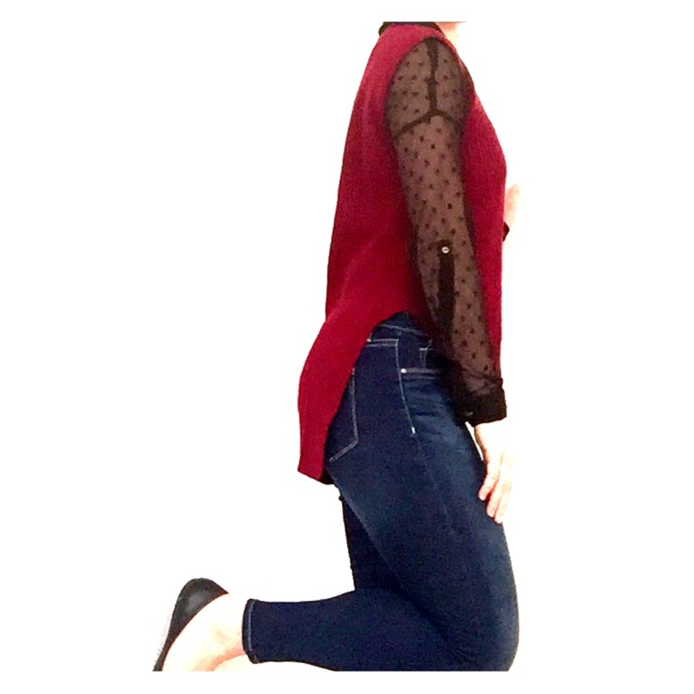 High low knit vests, black and maroon