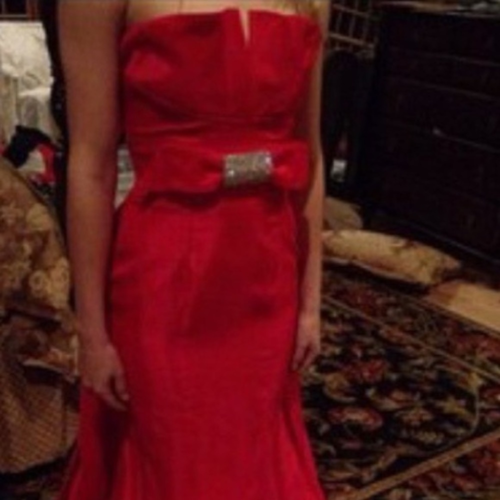 Jovani Red Mermaid Prom Dress w/ Bow