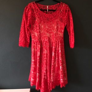 Free People Red Lace Dress