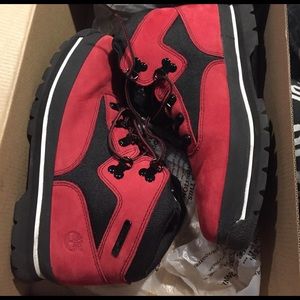 Red & Black Timberland Boots