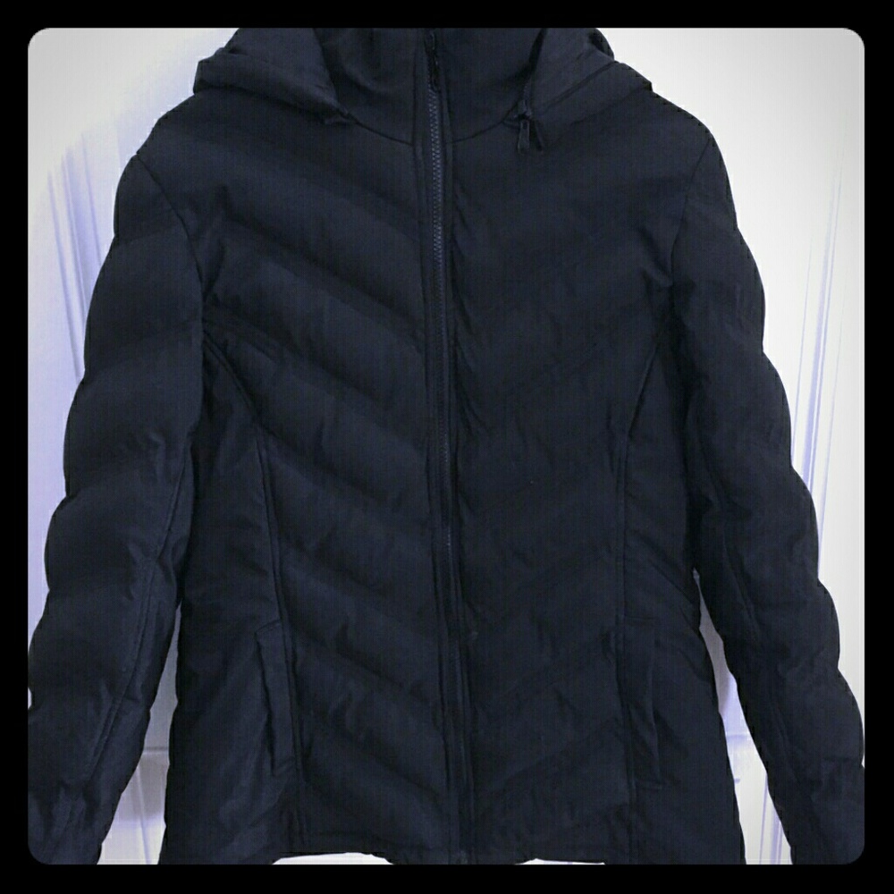 Black hooded winter jacket