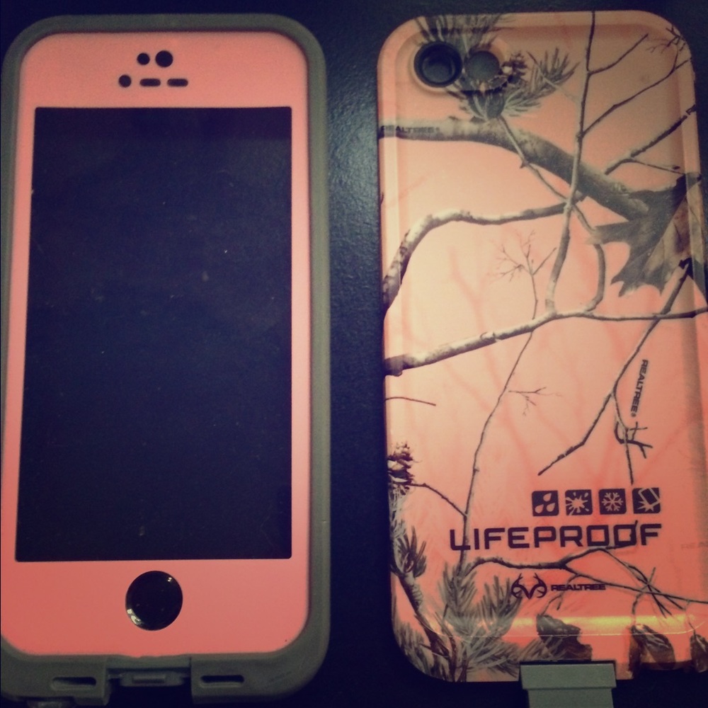 iPhone 5/5s/5SEpink real tree camo Life Proof case