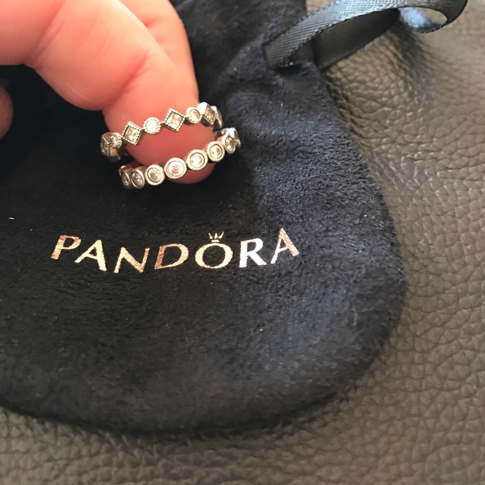 Pandora ring set 925 silver size 7.5