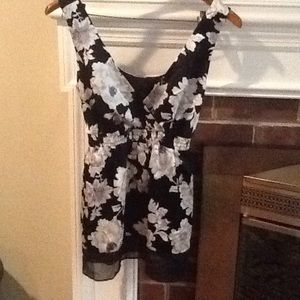 White House black market sleeveless, satiny top