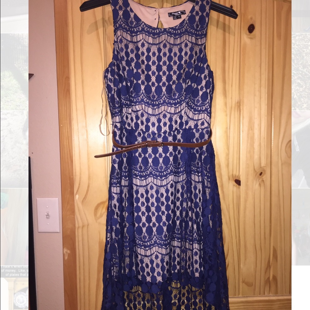 Blue and tan maxi dress
