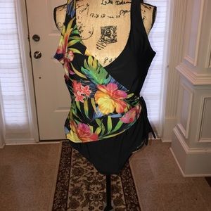 WOMENS YOUR BEST LOOK FLORAL WRAP BATHING SUIT 16