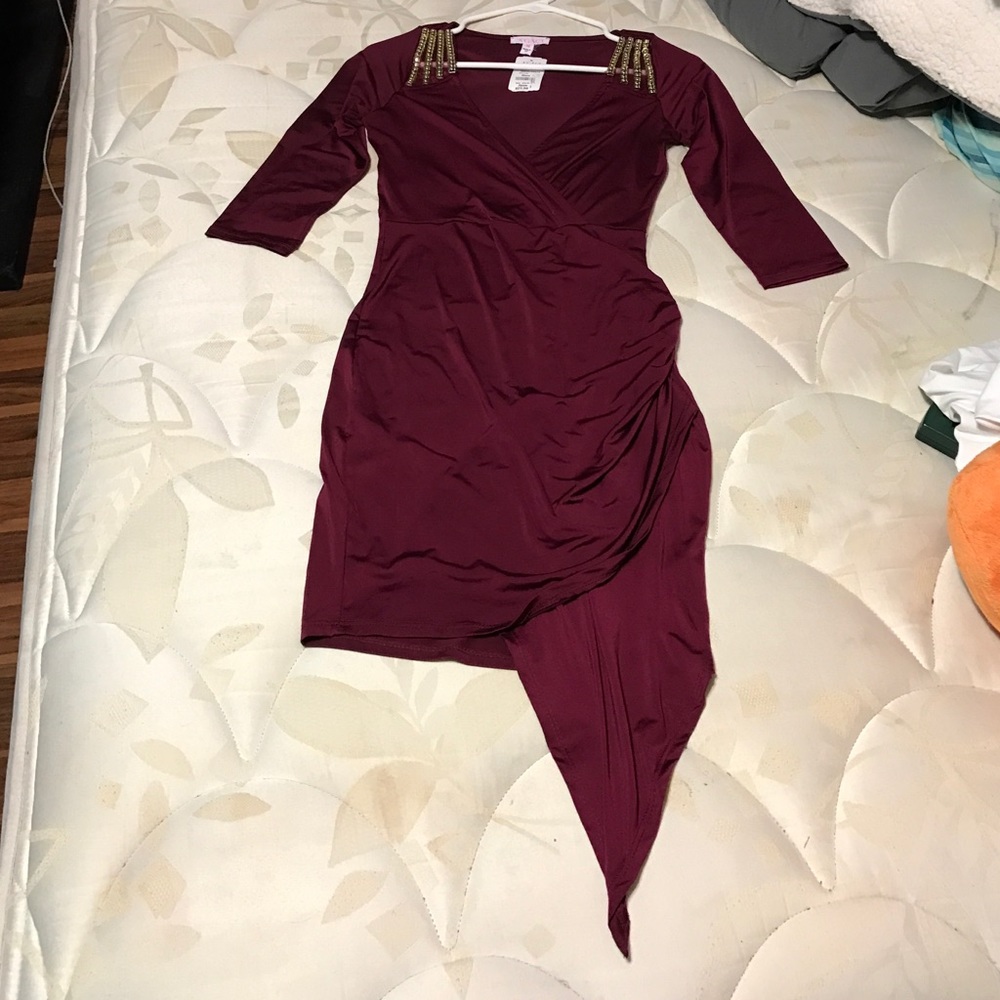 Maroon and gold dress