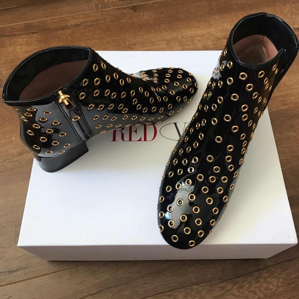 NEW RED VALENTINO EYELET EMBELLISHED BOOTS 35.5