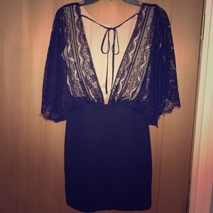 Deep v back dress