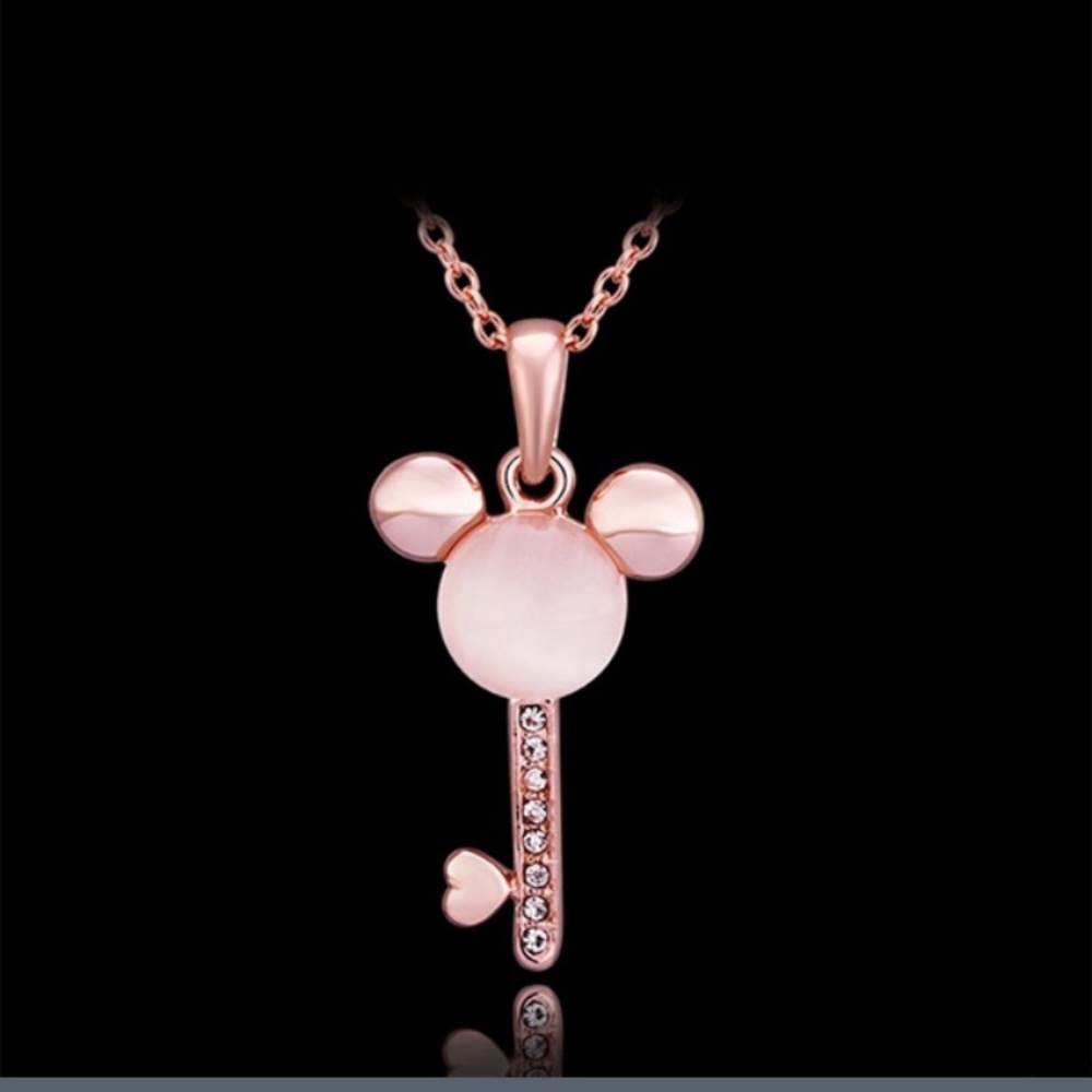Mickey Mouse 18K Exquisite Rose Gold Key Necklace - Picture 1 of 2