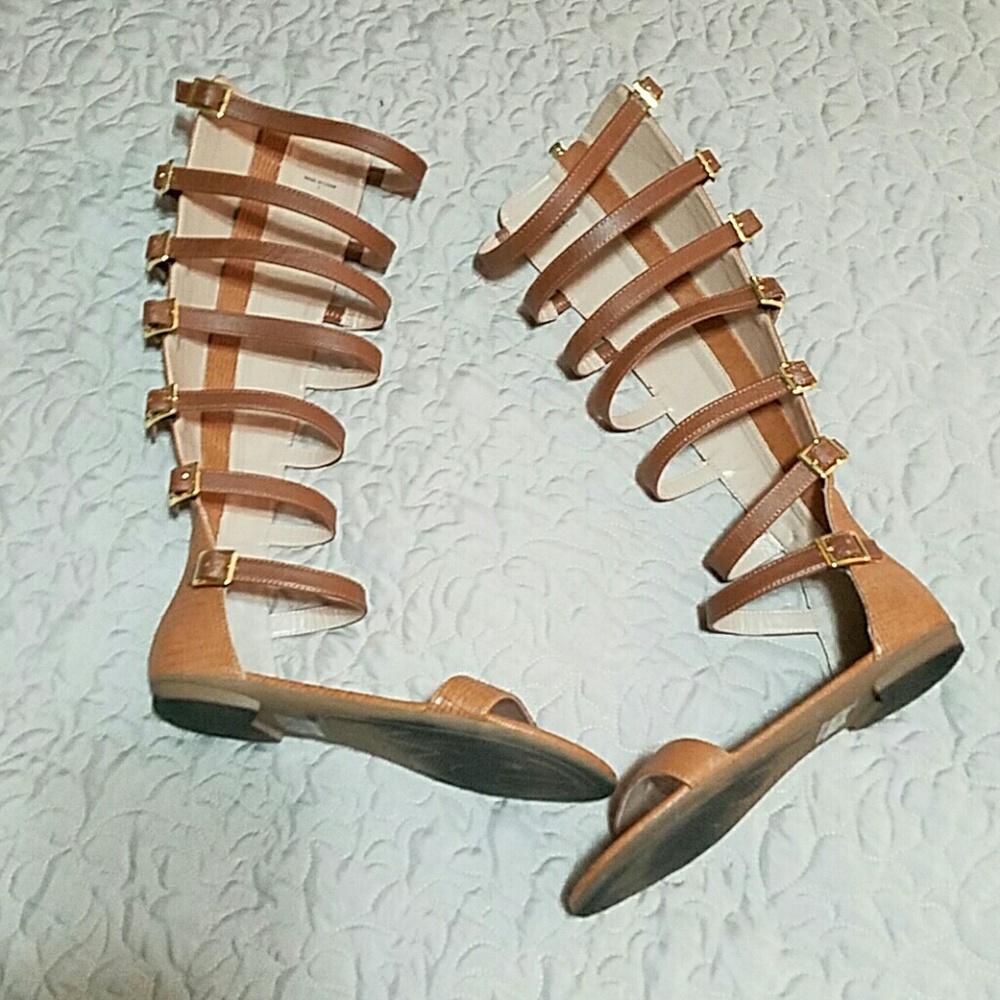 Bebe Cognac Gladiator Sandals