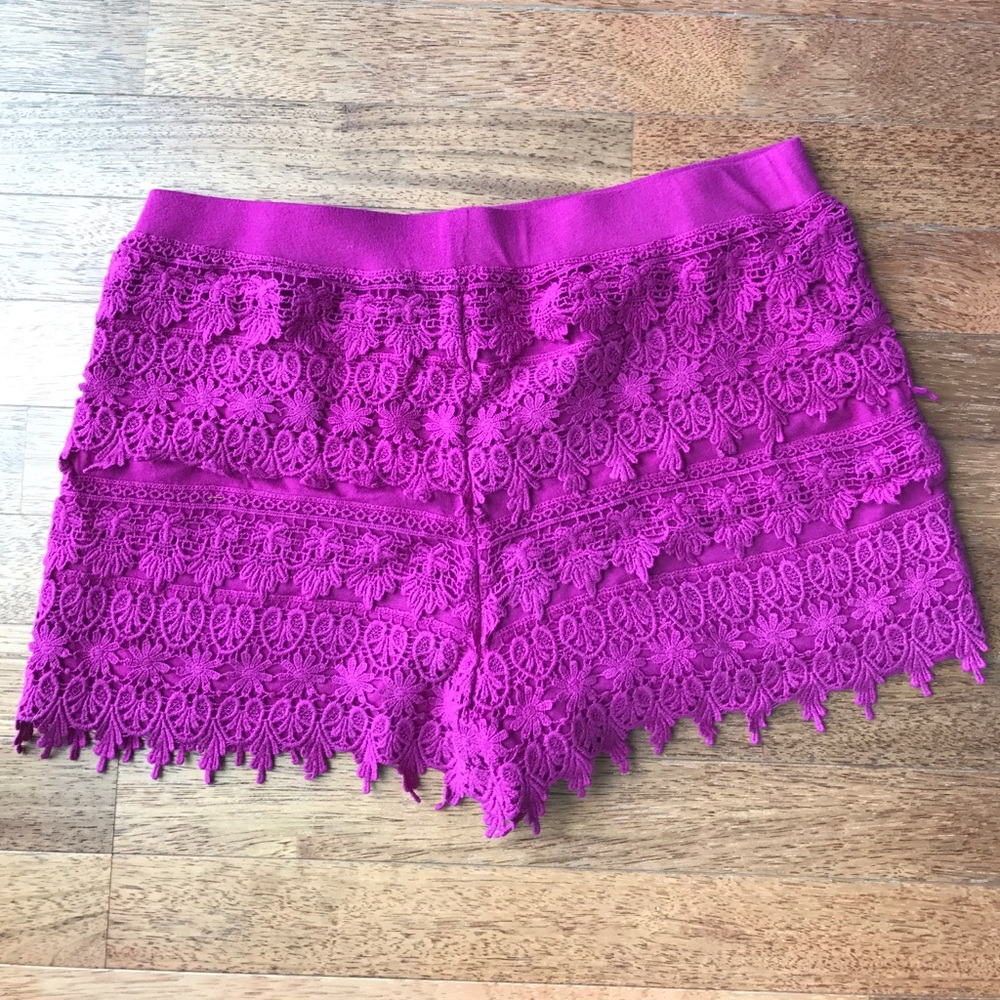 Express Raspberry Pink Lace Shorts