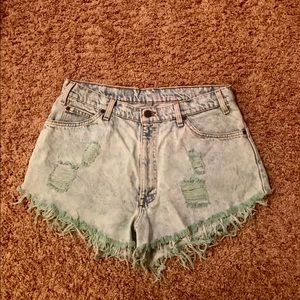 High-Waisted Denim Cut-off Shorts -