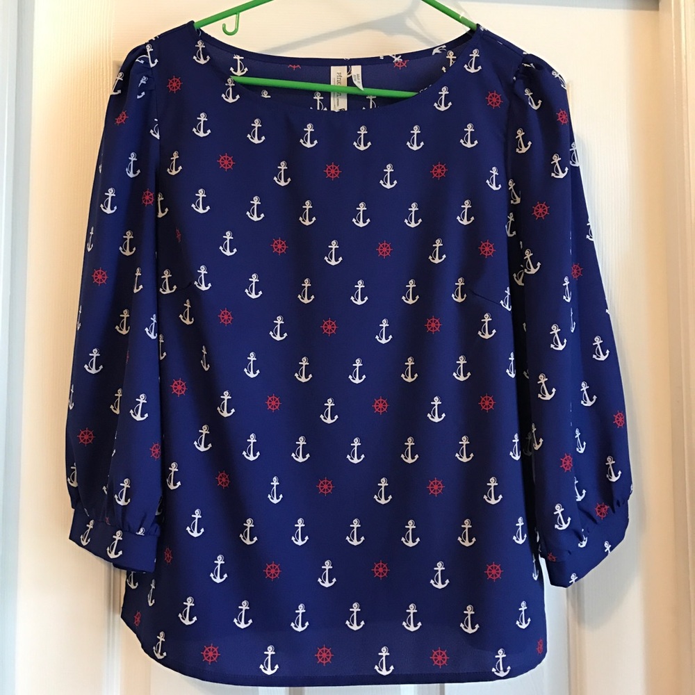 Anchor / Royal Blue Blouse