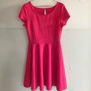 Cap Sleeved Hot Pink Dress