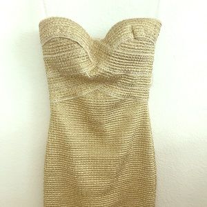 Gold stretch strapless dress