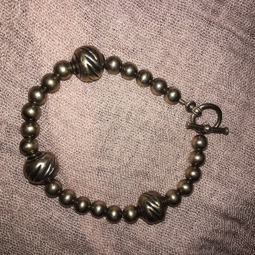 Ladies pewter beaded bracelet