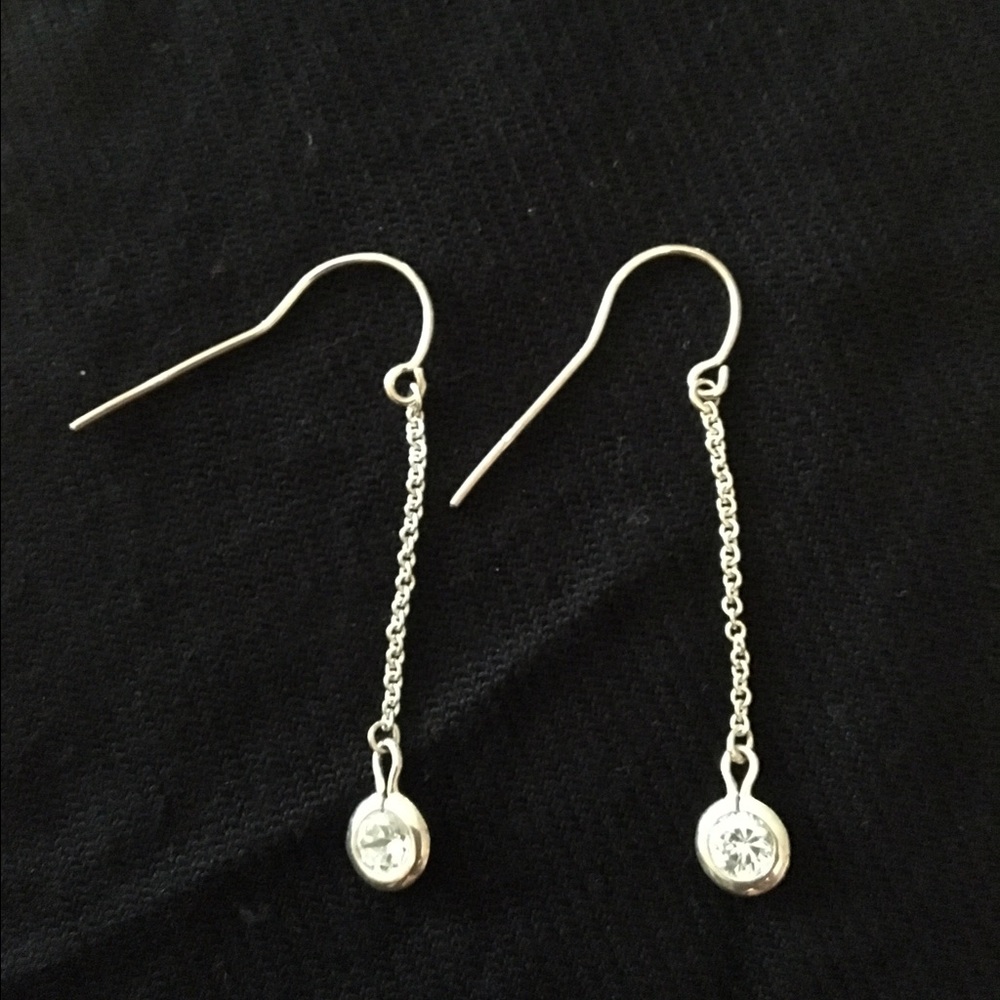 Silver & Clear White Drop Earrings