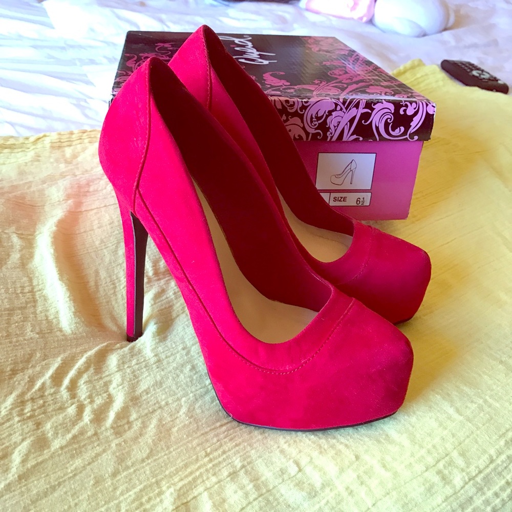 Red Suede Pumps