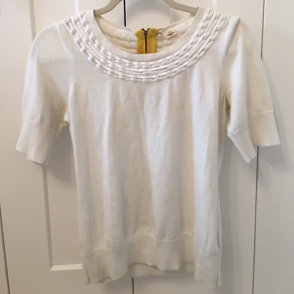 Anthropolgie Moth - white top with zipper detail