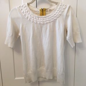 Anthropolgie Moth - white top with zipper detail