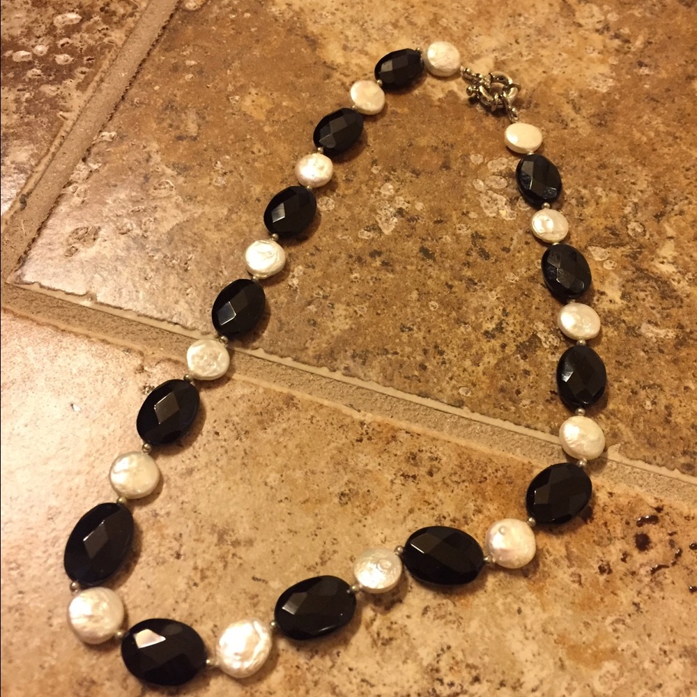 Black & White Pearl & Onyx Necklace