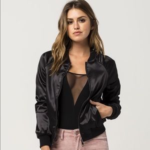 Black satin bomber jacket never worn