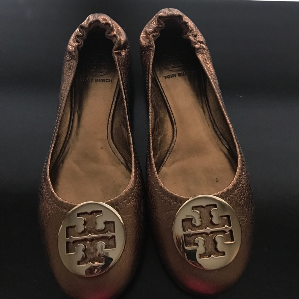 Bronze/copper Tory Burch Reva flats