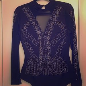 NWOT. Longsleeve mesh glitter bodysuit.