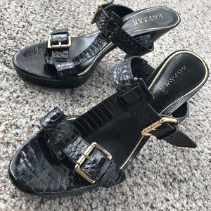 Sexy Lauren Heels, Patent Snake w/ Gold Buckle, 10