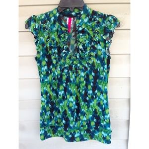Green/Blue Dressy Blouse