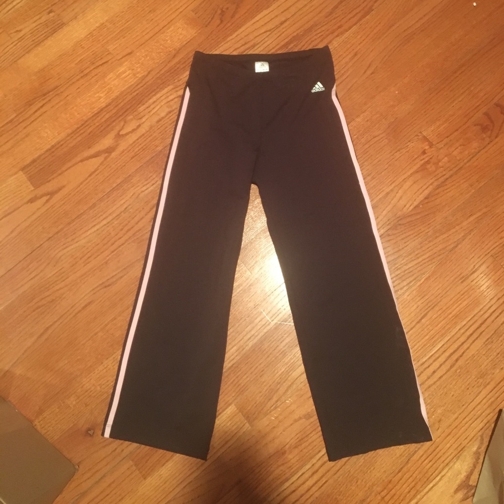 Adidas stretchy pants with pink lines