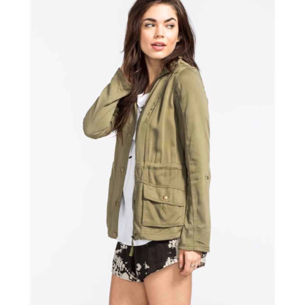 Olive green anorak jacket soft material