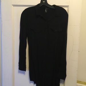 Forever 21 black long button down
