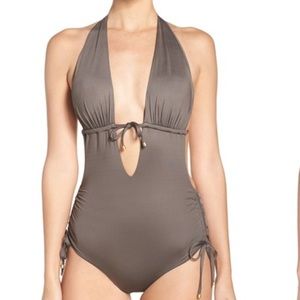 Vitamin A Brena halter one piece swimsuit.