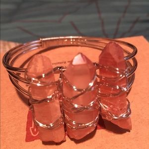 Wire Wrapped Quartz Bracelet Gypsy Boho Bangle