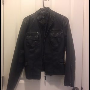 Black faux leather jacket size small.