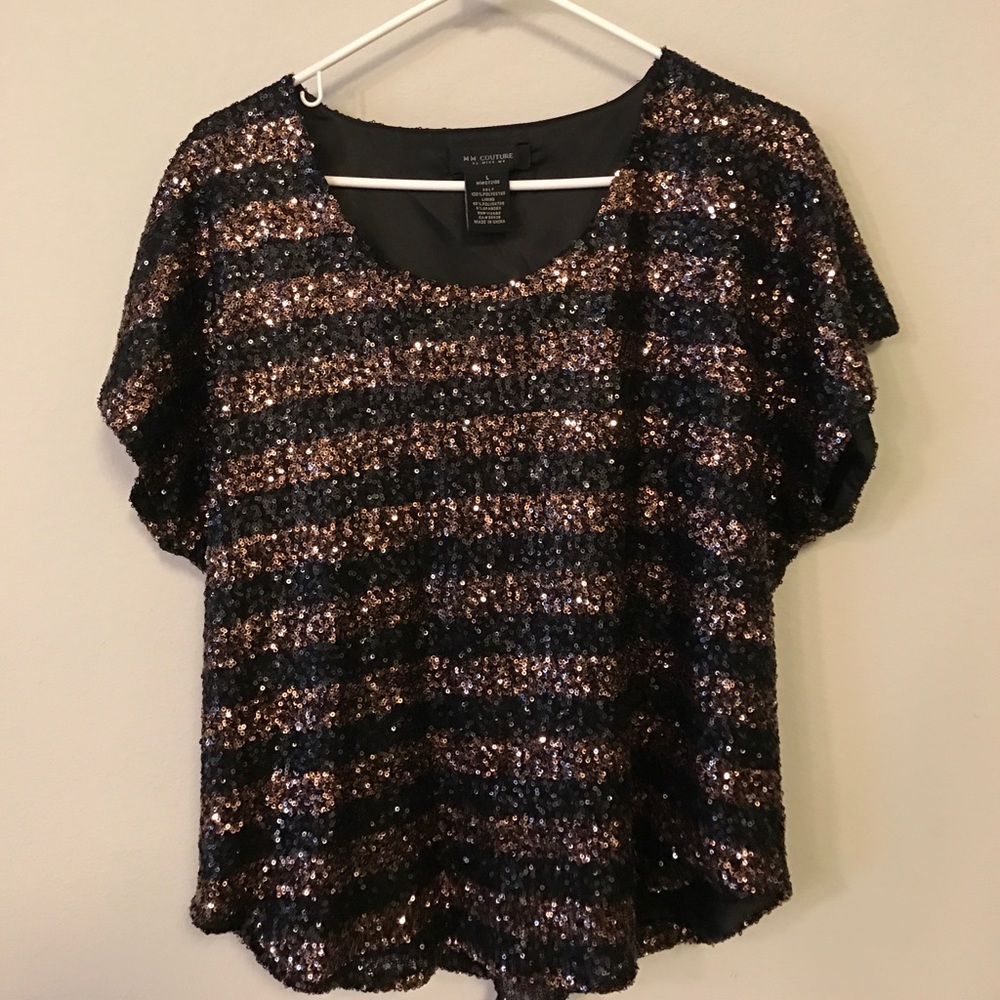 MM Couture Black & Bronze Sequin Crop