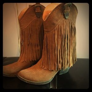 Very Volatile Fringe Cowboy Boots - Women's size 7