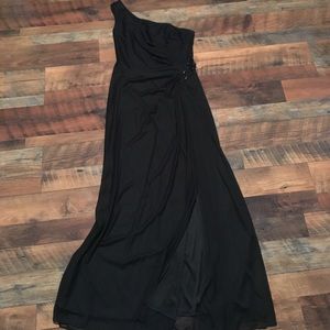 Black formal gown, one shoulder with some beading
