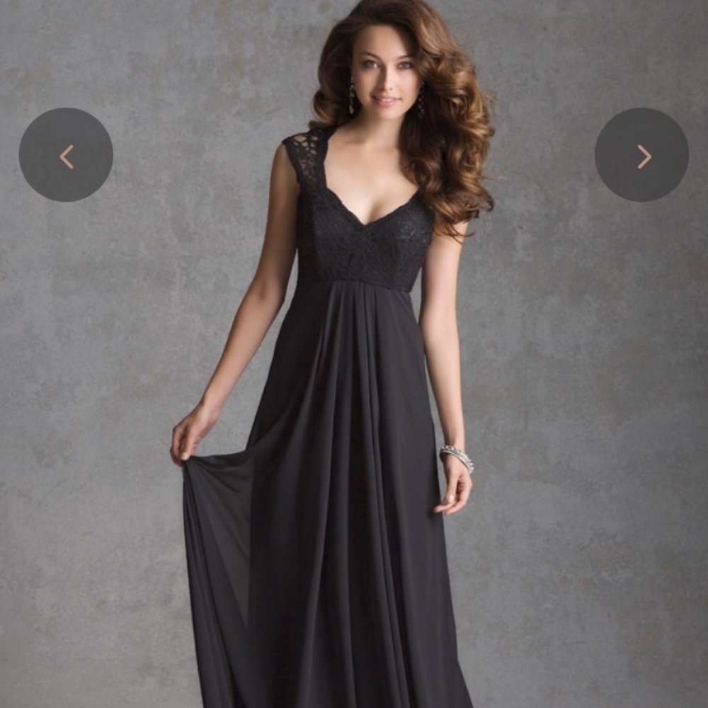 Black lace and chiffon gown Mori Lee 693