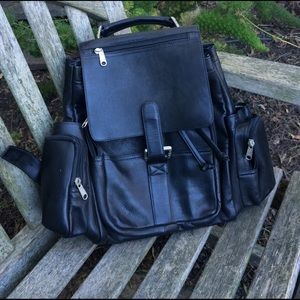Black leather backpack