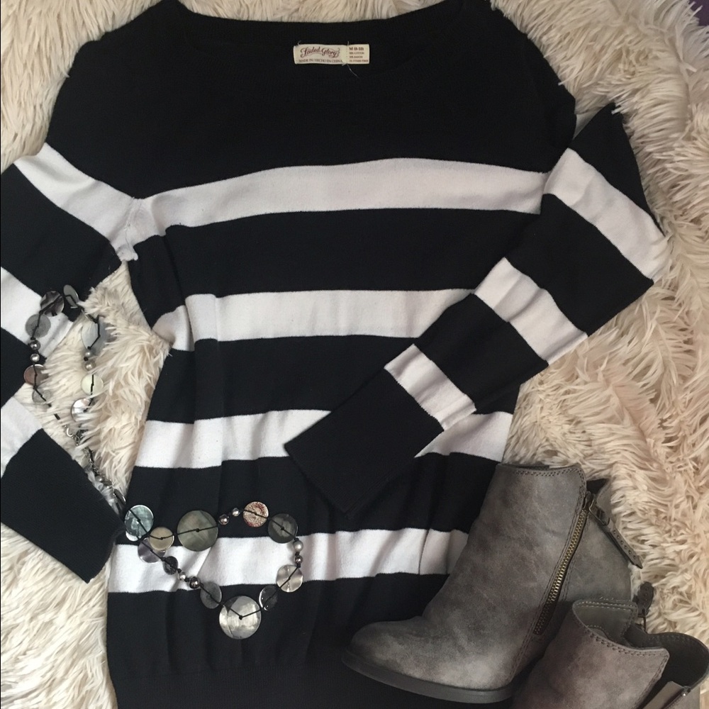 Striped sweater top.