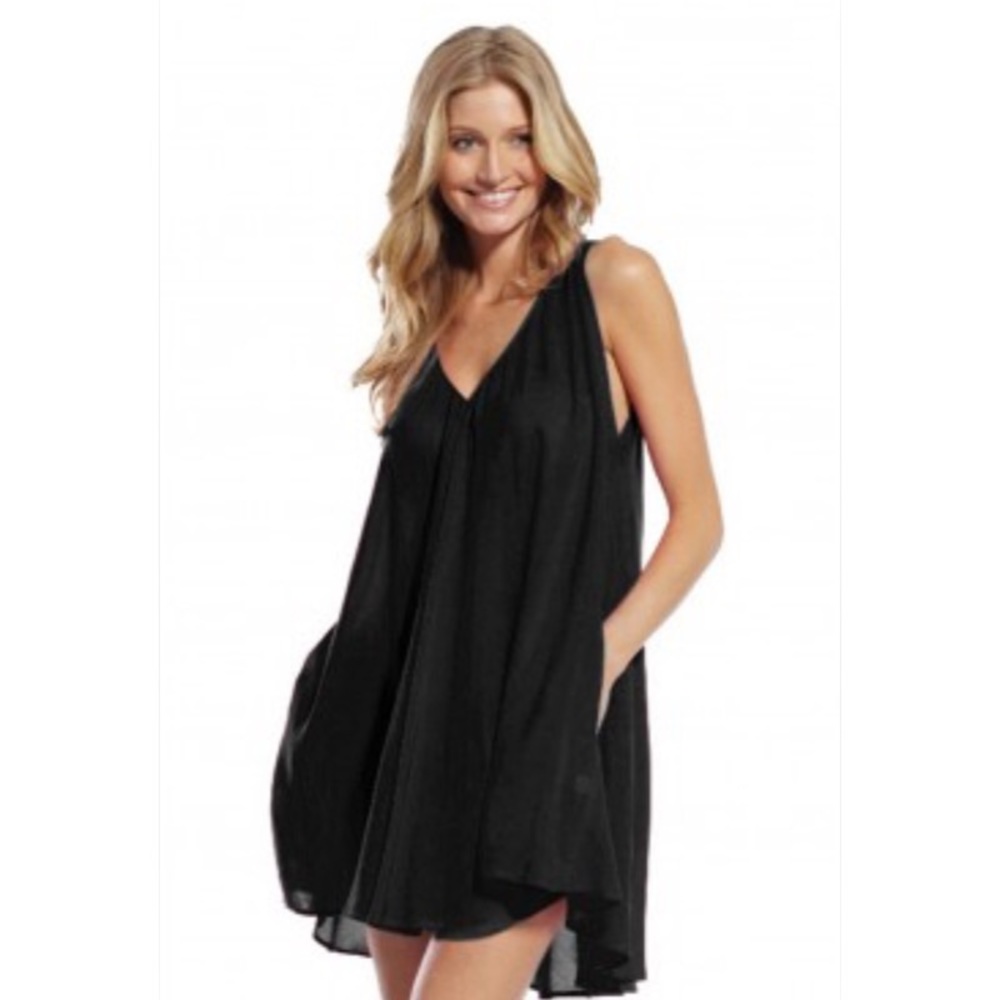 Semi sheer black flowy beach cover up