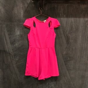 Hot pink romper with cutouts