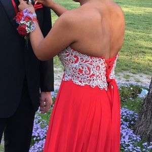 Red sequin prom dress