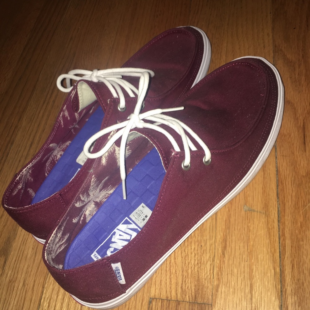 Burgundy Vans boat shoes