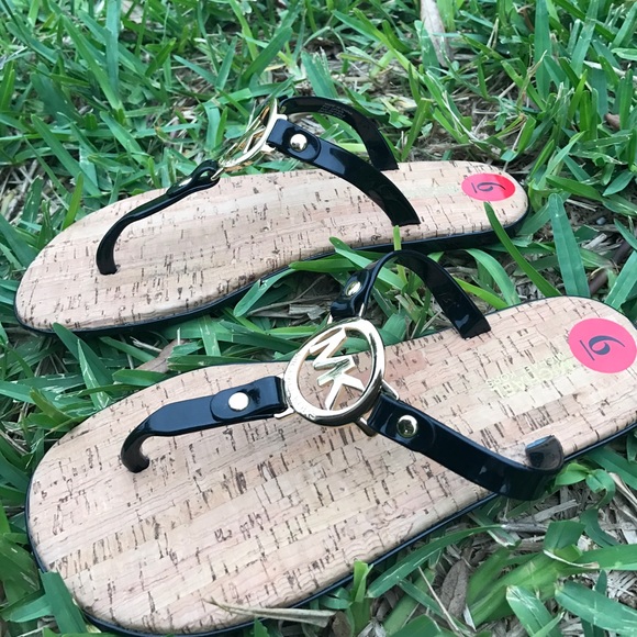 New Michael Kors Cork & Jelly Sandals Black Gold - Picture 5 of 7