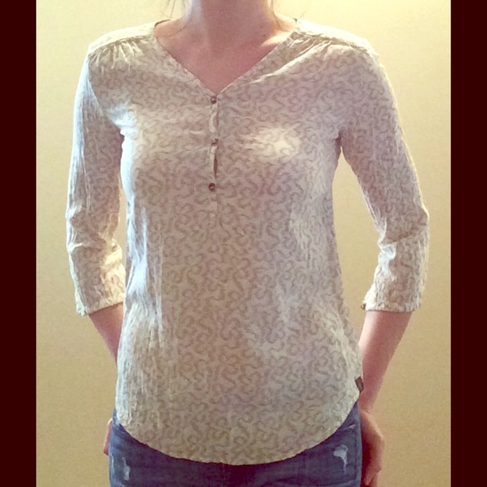 The North Face White Tan Tunic Blouse 3/4 Sleeve
