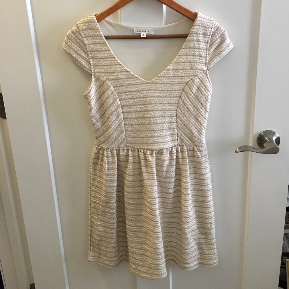 NWOT Cream Fit and Flare Cap Sleeve Dress